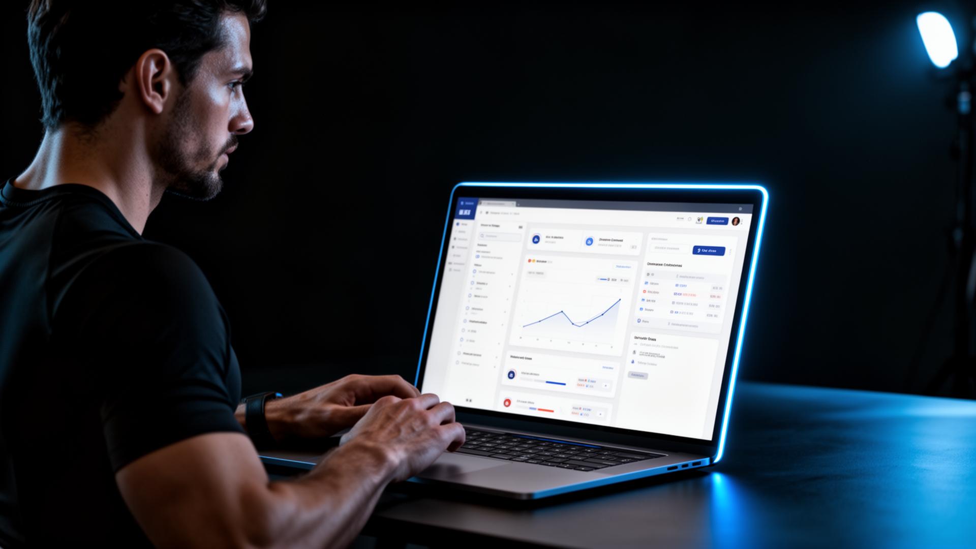 Fitness coach using GymHero dashboard